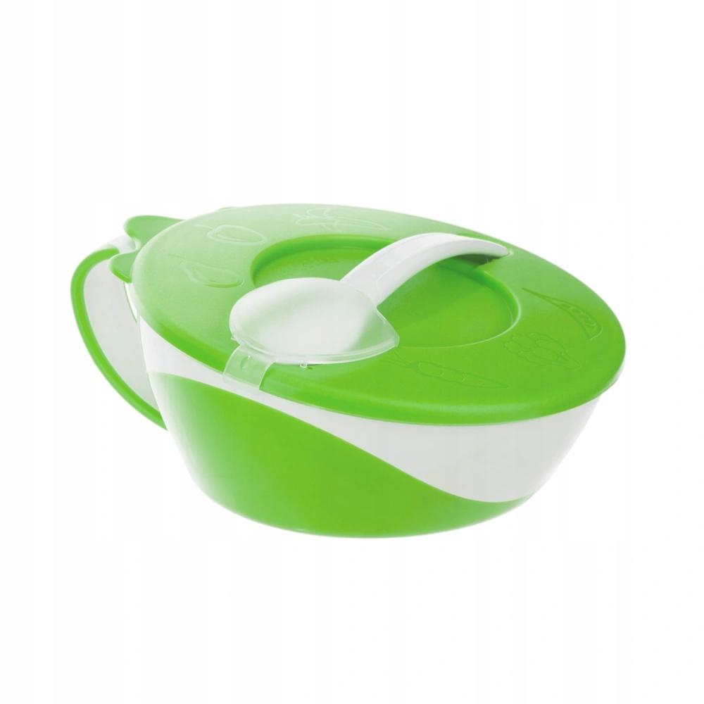 Canpol Babies Bowl With Lid And Spoon, Green Cow, 1 Pc