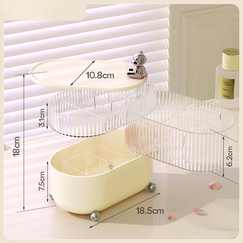 Rotating Jewelry Storage Box 3/4-Layer Large Capacity Transparent Cosmetics Organizer With Compartments Dustproof Home Storage
