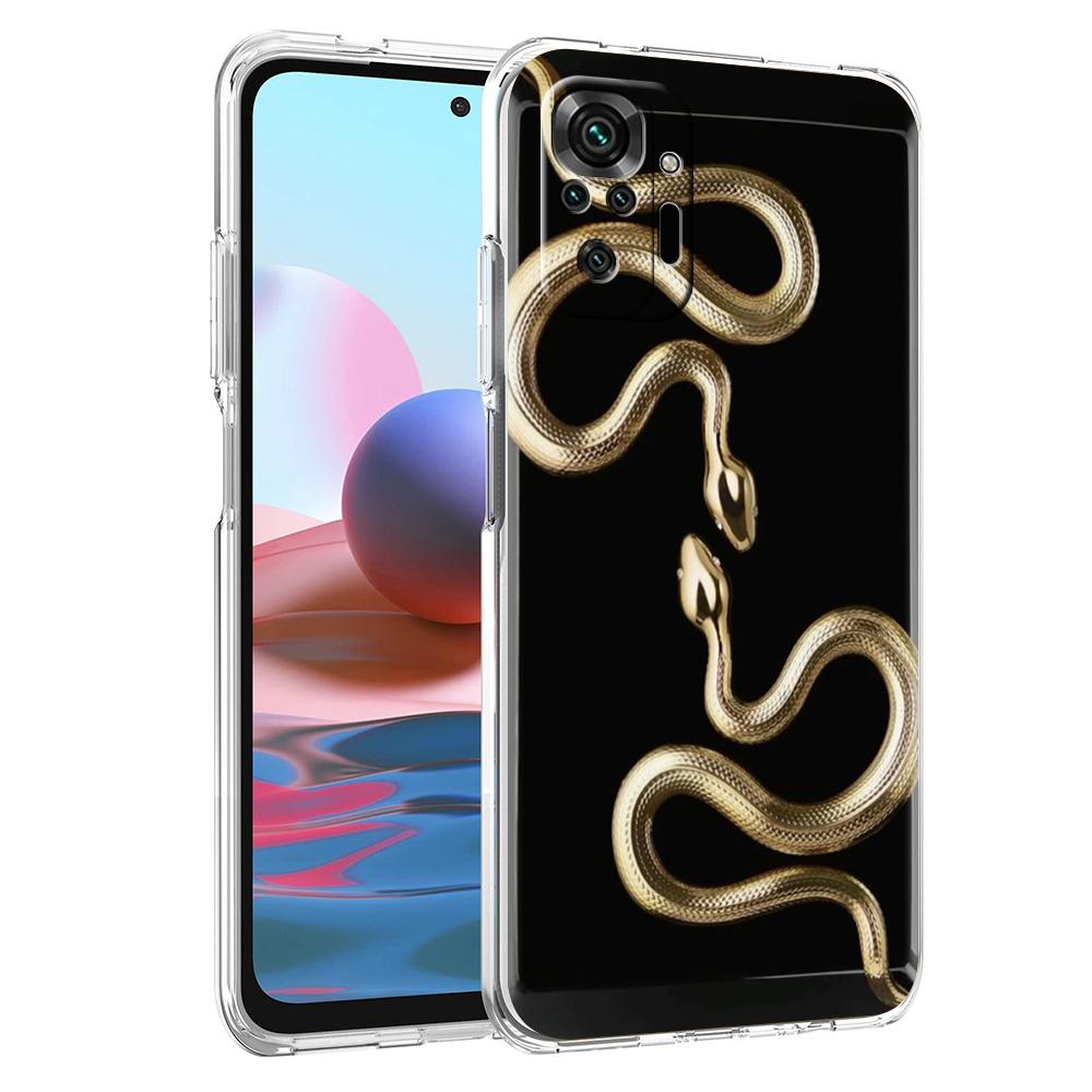 Transparent Phone Case for Redmi 13C 12C 10C Note 13 12 11 11T K40 Gaming Plus Pro 4G 5G Soft TPU Cover Shell New Year Snake Bag