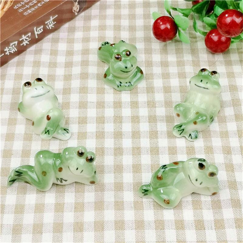 Set Of 5 Cartoon Tableware Rest Cute Animal Ceramic Chopsticks Holder Frog Table Ornament For Spoon Fork Brush