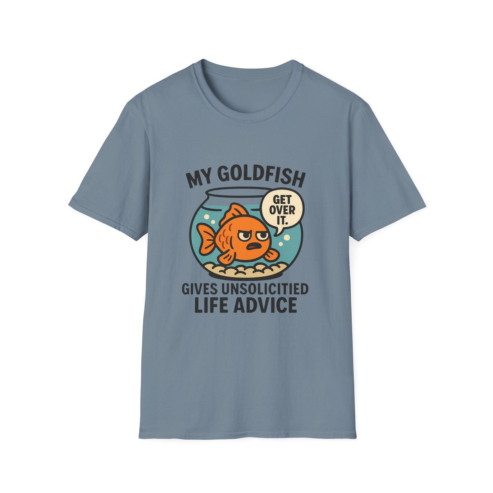 Unisex Softstyle T-Shirt Mens Womens Tees Top Goldfish Saying Get Over It Sarcastic Humor Shirt S