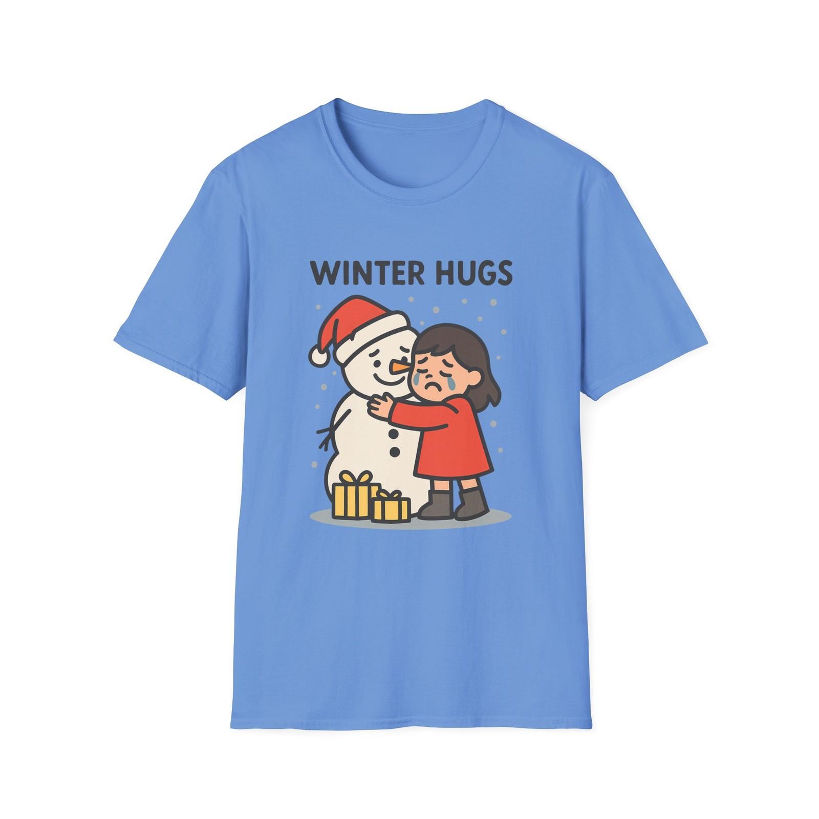 Unisex Softstyle T-Shirt Mens Womens Tees Top Girl Snowman Hug Snow Christmas Winter Emotional 4XL