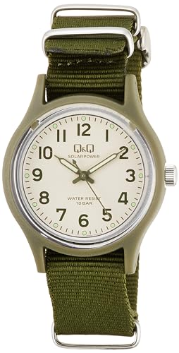 

Citizen Q&Q Men s Analog Solar Watch, Water Resistant to 10 ATM, Nylon Strap, E05A-006VK, Green