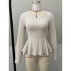 Neues Herbst- und Winter-Damen-Strick-Langarm-Oberteil mit Hohl-Träger-Design, Langarm-Basics