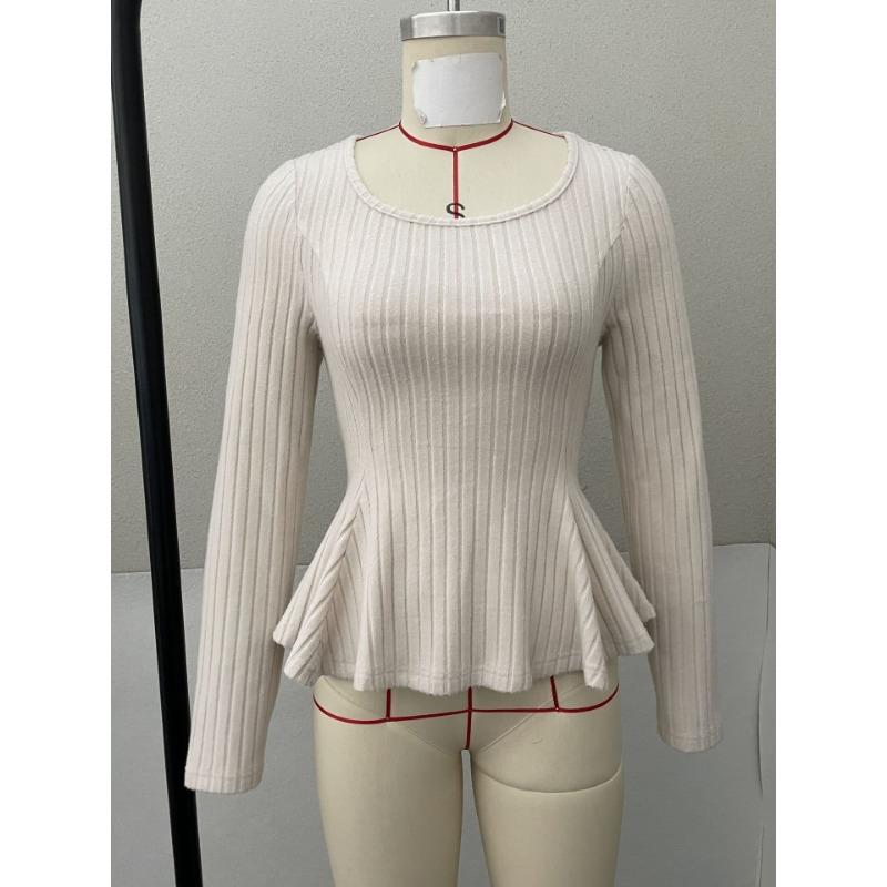 Neues Herbst- und Winter-Damen-Strick-Langarm-Oberteil mit Hohl-Träger-Design, Langarm-Basics