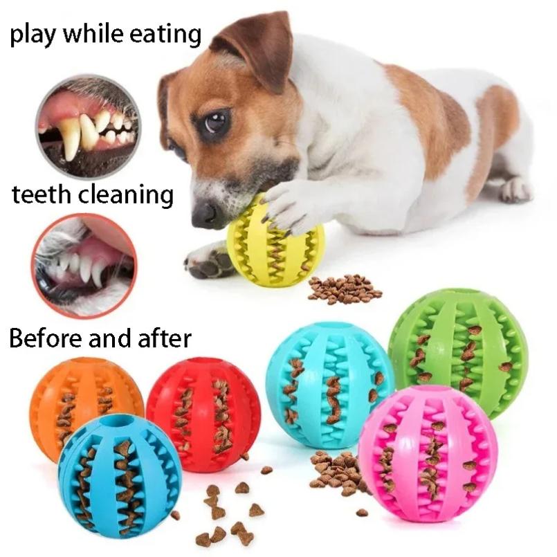 Dog Toy Ball Interactive Rubber Balls Puppy Chewing Toys Pet Tooth Cleaning Ball Cats Pets Food Treat Feeder Silicone Balls Toy