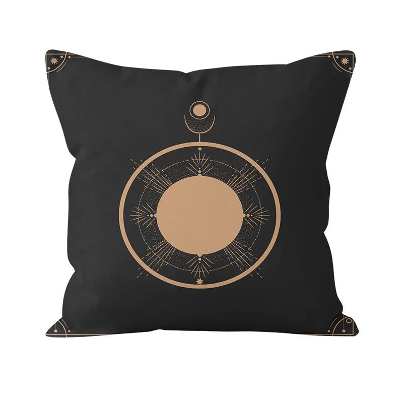 Bohemian Black Sun and Moon Printed Pattern Pillowcase Home Living Room Sofa Decoration Cushion Cover
