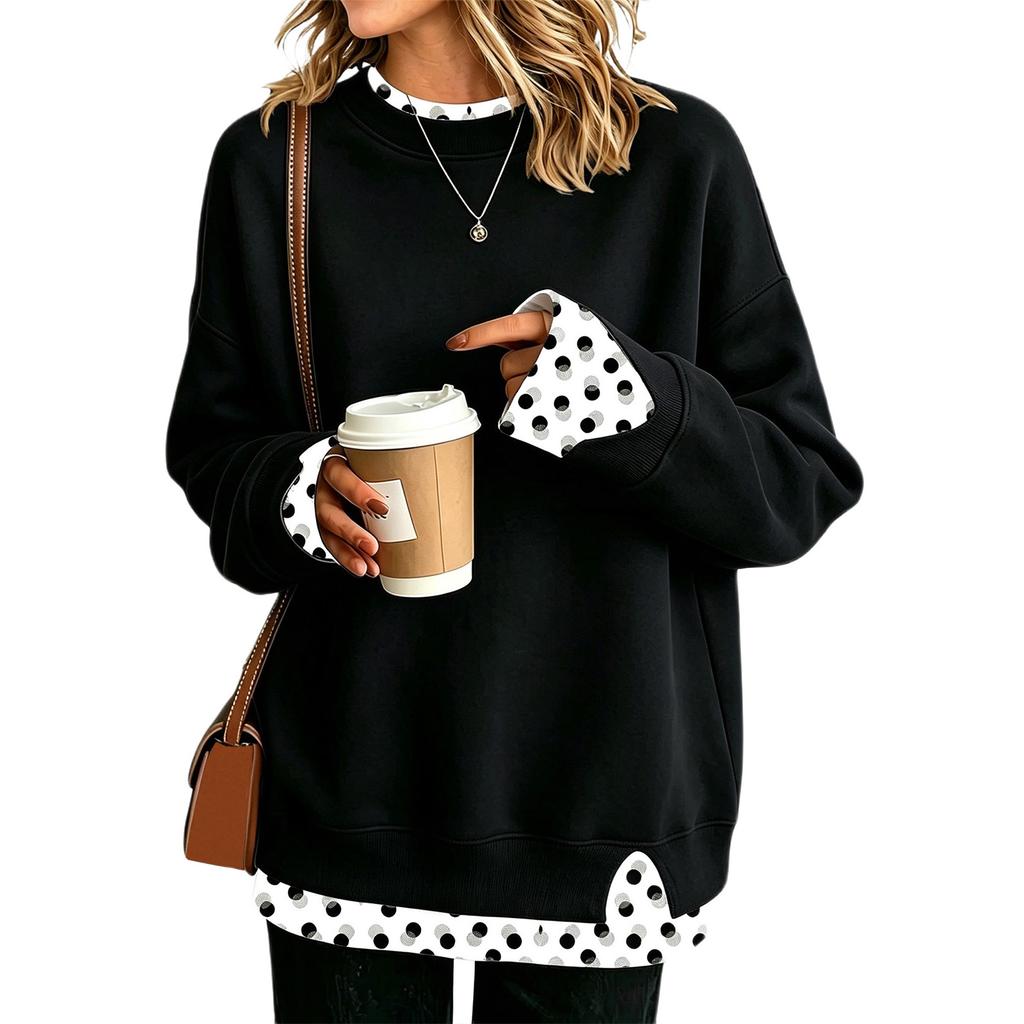 Damen Casual Bedrucktes Langarm Look Sweatshirt Lockerer Pullover