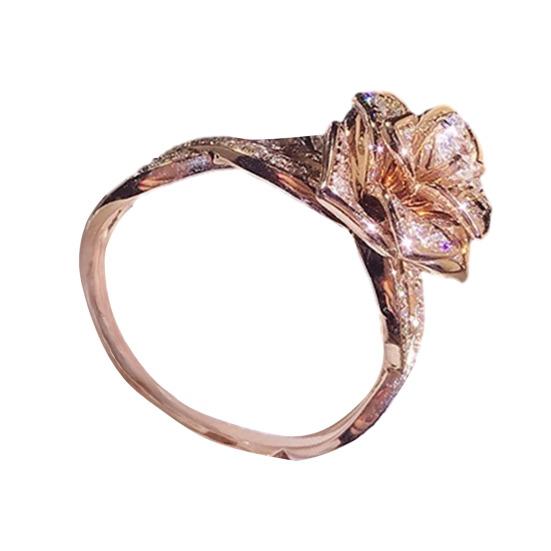 

Rose Flower Decor Finger Ring Zirconia Inlaid Sparkling Cubic Delicate Handcrafted Finger Band Women Jewelry US 7