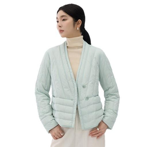 Autumn and winter new light down jacket women's short V-neck white duck down liner to keep warm, fashionable and slim