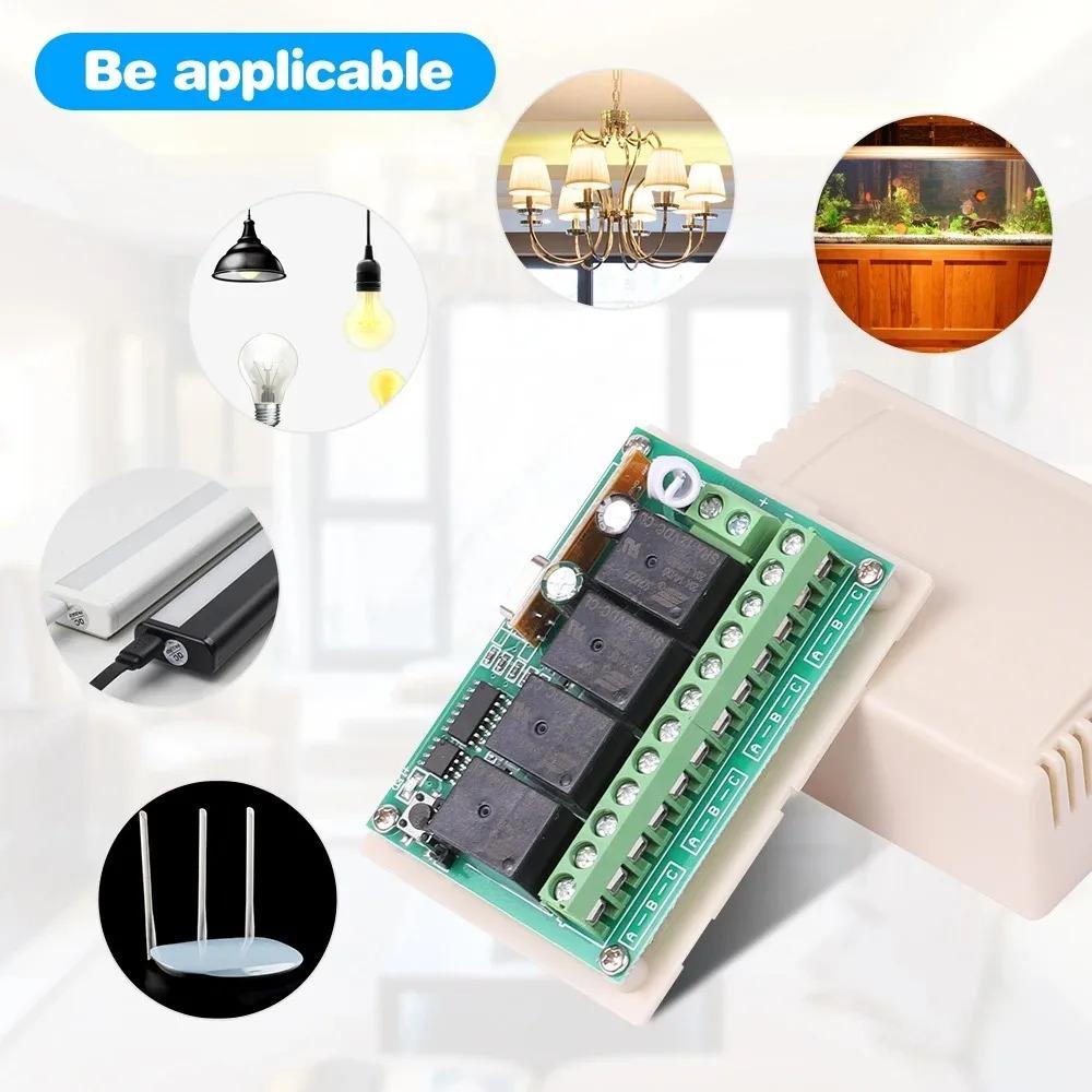433Mhz RF Remote Control Circuit Universal Wireless Switch DC 6V 12V 4CH Rf Relay Receiver and Keyfob Transmitter for Garage