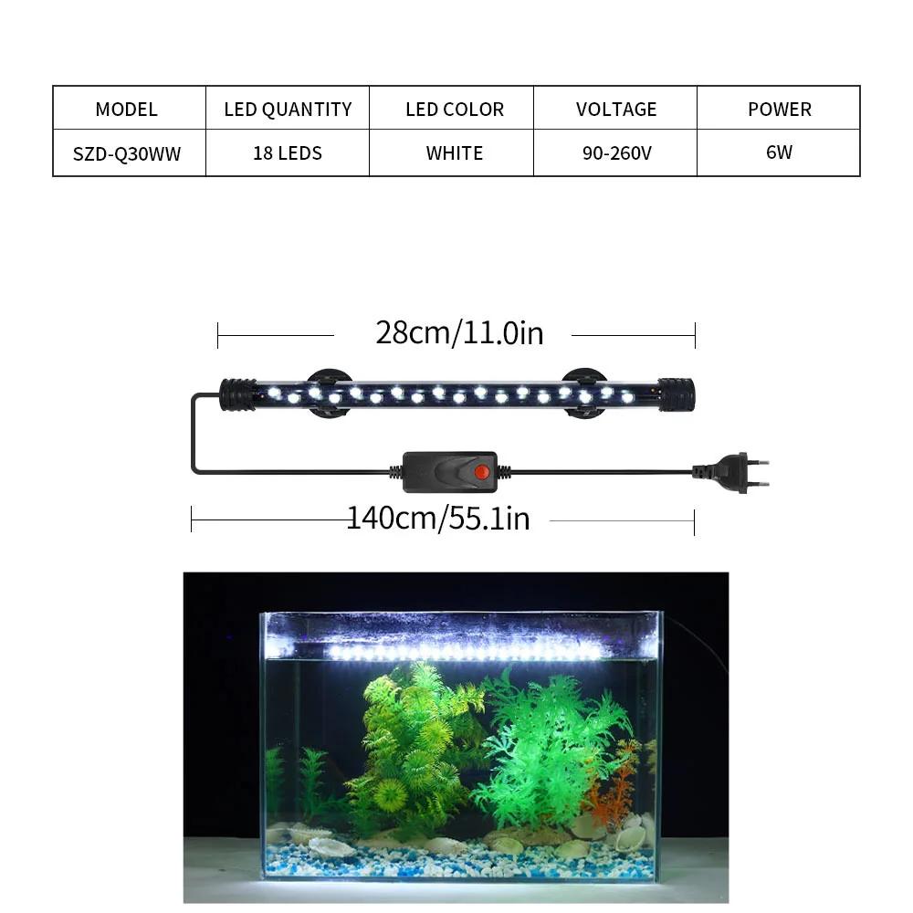 Pflanzenwachstumslicht Aquarium LED-Licht Wasserdicht Fischbeckenlicht 18-48CM Unterwasser-Aquarien Dekor Beleuchtung 90-260V 5730 Chip