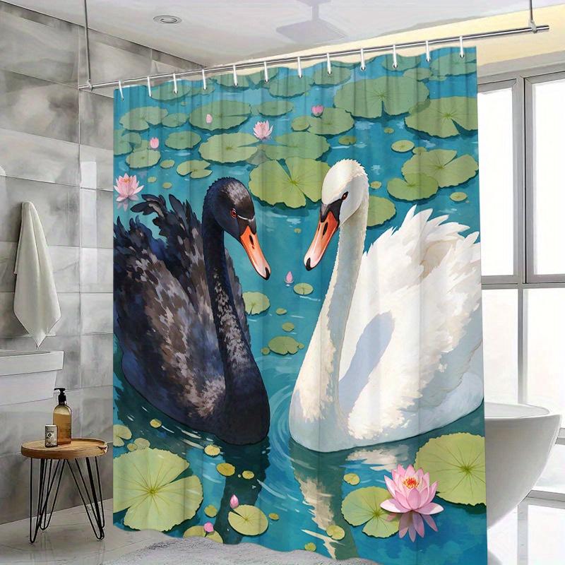 Swans in the Pond Shower Curtain - Water-Resistant, Easy to Clean, Adds an Elegant and Natural Touch to Your Bathroom Decor