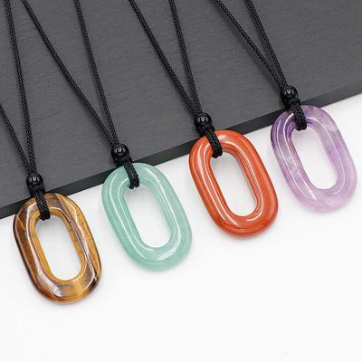 Amethyst O-ring Pendant: Large Hole Oval Necklace DIY Accessory