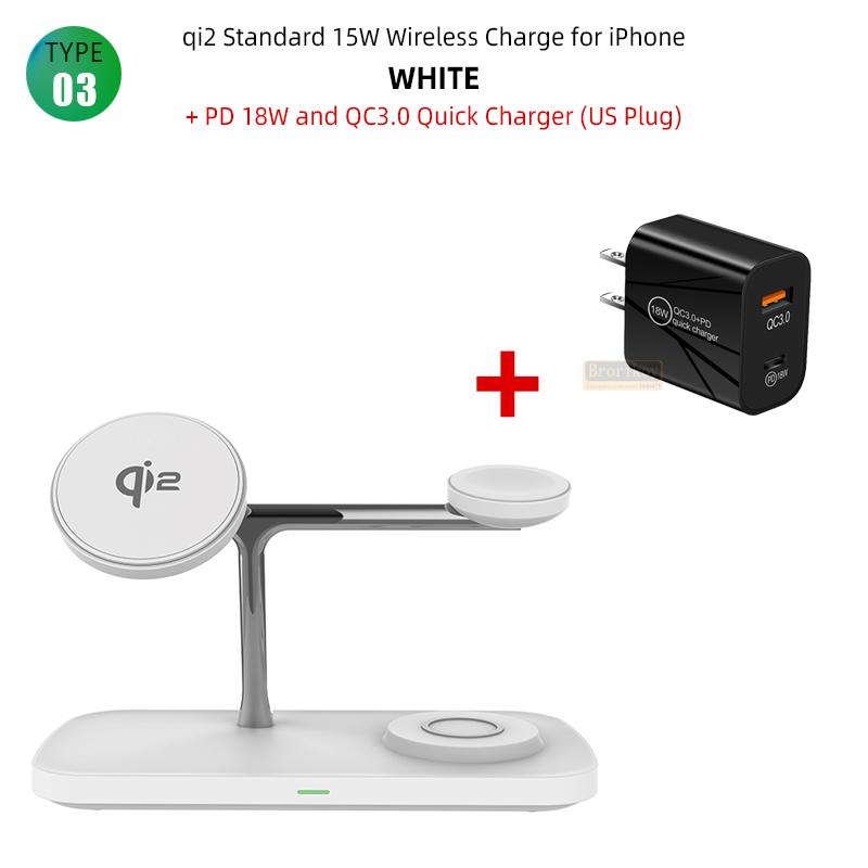 QI2 Wireless Charging Station 3 in 1 Wireless Charger Stand Dock Watch and Phone Charger Station for Samsung iPhone Watch 8/7/S