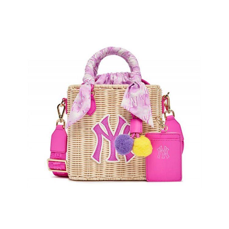 

MLB Logo Decorative Color Fashion Raffia Handheld Shoulder Crossbody Bag Regular Women bags Pink 7ACRM0533-50PPN Pink