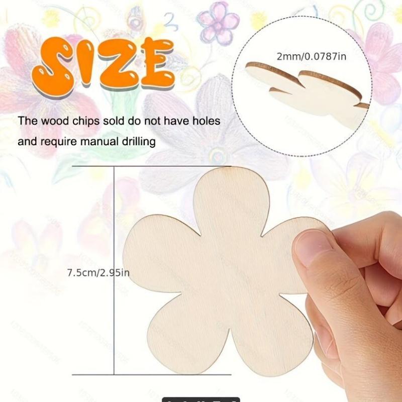 

Wooden Flower Shape Wood Chips,Blank Plum Blossom Flower Wood Carving Decoration,Can Be Used For Party,Baptism No holes strings
