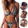 Vogue Women Ladies Letter Push Up Sleepwear Underwear G-String Thong Bra Lingerie Bandage Set Bikini Corset Sexy Sport