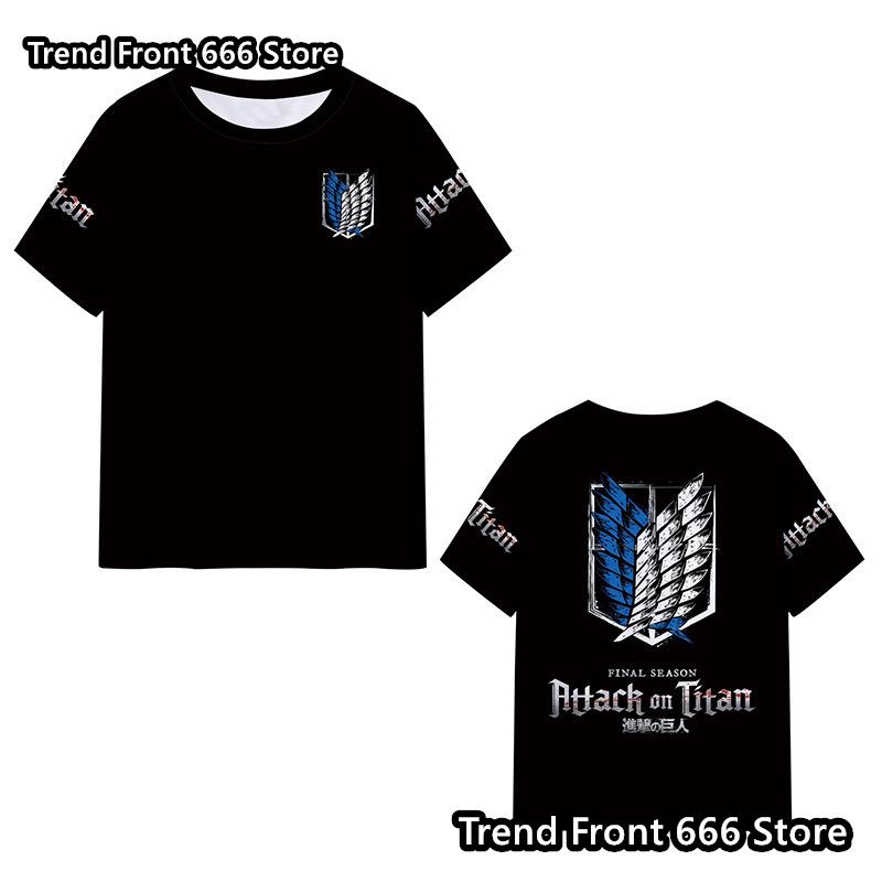 

Атака титанов японское классическое аниме мужские и детские футболки с коротким рукавом летние топы с круглым вырезом для мальчиков и девочек аниме косплей футболка S