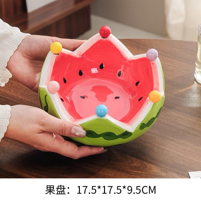 Watermelon fruit fork set, household stainless steel dessert cute storage jar fruit fork
