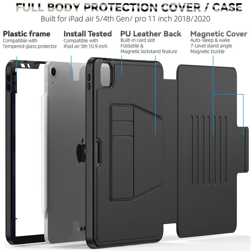 Magnet Smart Case für iPad Pro 11 2022 stoßfeste robuste Abdeckung iPad 11 Pro 2 3 2020 2021 Multi-Winkel-Kickstand-Schnalle Funda