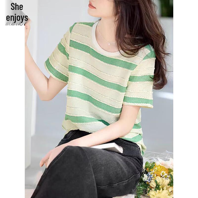 Tashare Women s Striped Color Block T-shirt M