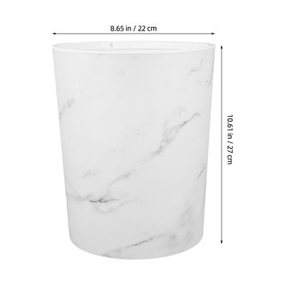Marble Pattern Trash Can Black Plastic Large Capacity Round Wastebasket for Living Room Kitchen Bathroom Office