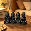 Artistic Tabletop Centerpiece 4-in-1 Mini Buddha Statue, See Hear Speak No Evil And Phone, 3D Printed Trendy Office Gadgets Zen Monk Feng Shui