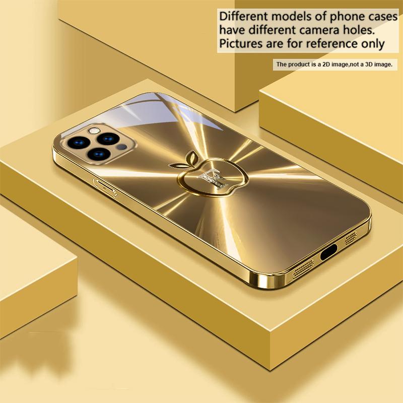 The golden letter "D" For IPhone 17Pro Max 16 17 Pro 15 Pro 14 13 Plus 12 Mini 11Pro Max XR 16E 17 Air Golden glass phone case