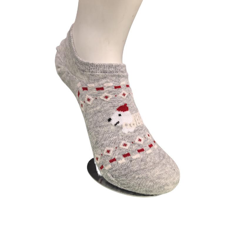 Boat-style Women's Summer Short-sleeved Cartoon Dog Invisible Socks, Women's Anti-slip Non-slip Off-the-heel White Boneless Open-toe Socks