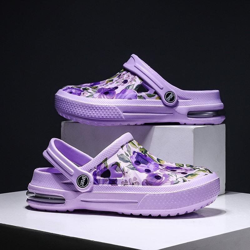 

Модная дышащая повседневная пляжная обувь новая камуфляжная полая обувь с отверстиями для пары воздушная подушка крутые тапочки женские 45 фиолетовый