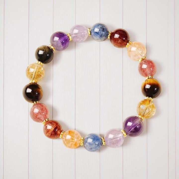 Women s Five Elements Fortune Bracelet: Blue Crystal, Yellow Tower Crystal, Amethyst