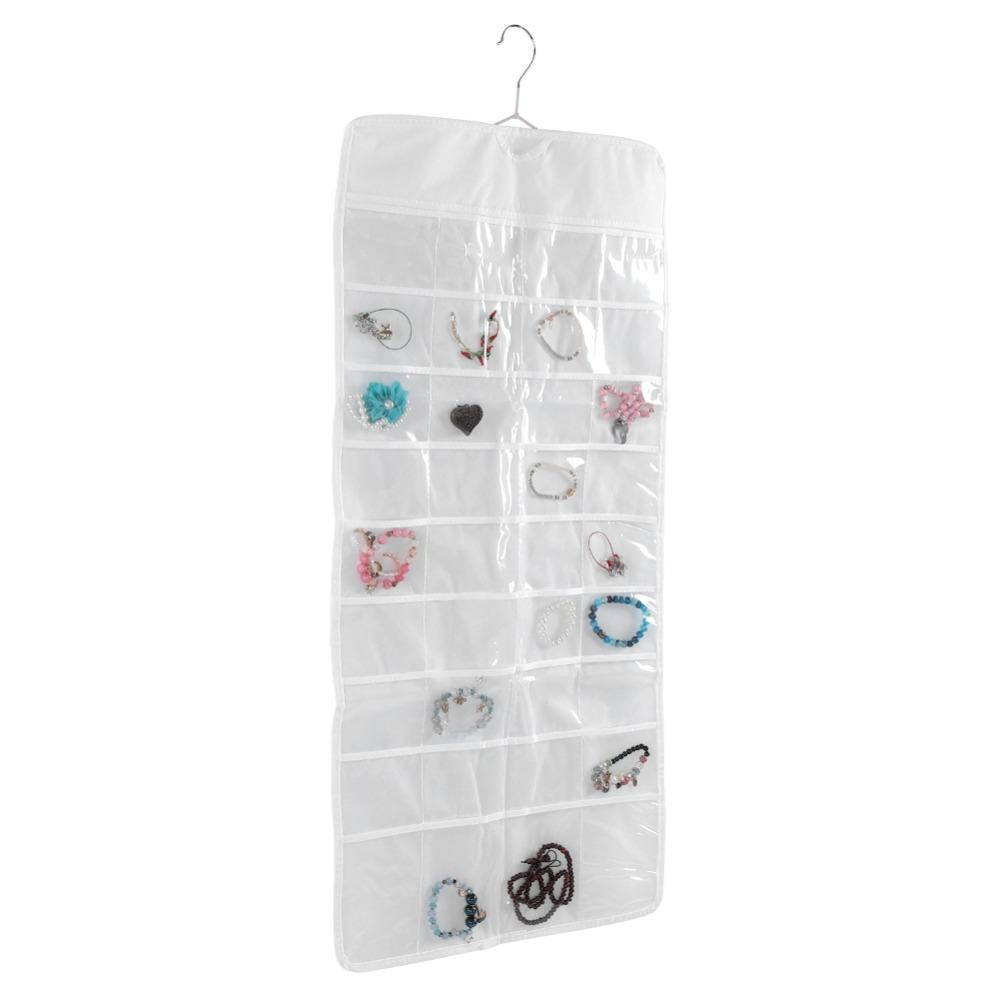 Transparent Over The Door Storage Bag Large Capacity 72-grids Design Jewelry Hanging Bag PVC Wall Mountable
