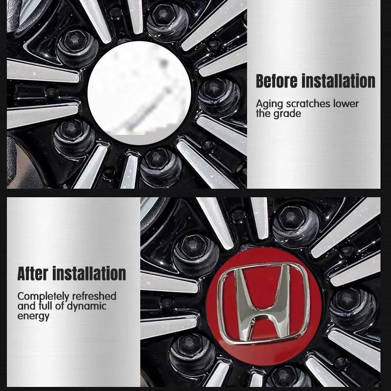 4pcs 69mm Car Wheel Center Hub Center Cap Rim Hub Dustproof Cover Emblemem For Honda Fit Jazz GK5 Civic Type-R CRV Pilot Accord
