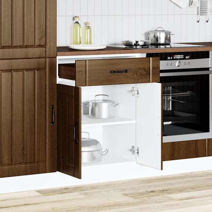 VidaXL Armoire de cuisine Lucca chêne marron bois ingénierie, meuble d'évier, meuble de cuisine avec tiroir, meuble de 853734