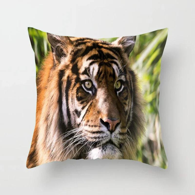 Tiger Series Printing Pattern Decoration Home Pillowcase Square Office  Cushion Cover
