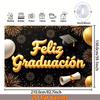Fondo 2D Feliz Graduación Negro Dorado para Sesión de Fotos de Retratos de Graduación en Español