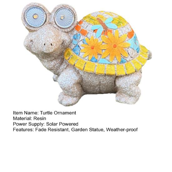Garden Turtle Statue Turtle Sculpture with Solar Lights Outdoor Flower