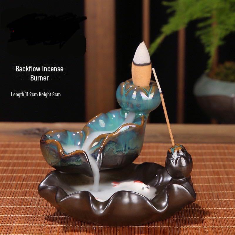 Creative Resin Backflow Incense Burner - Mountain Stream Design, for Sandalwood and Agarwood, Indoor Home Décor