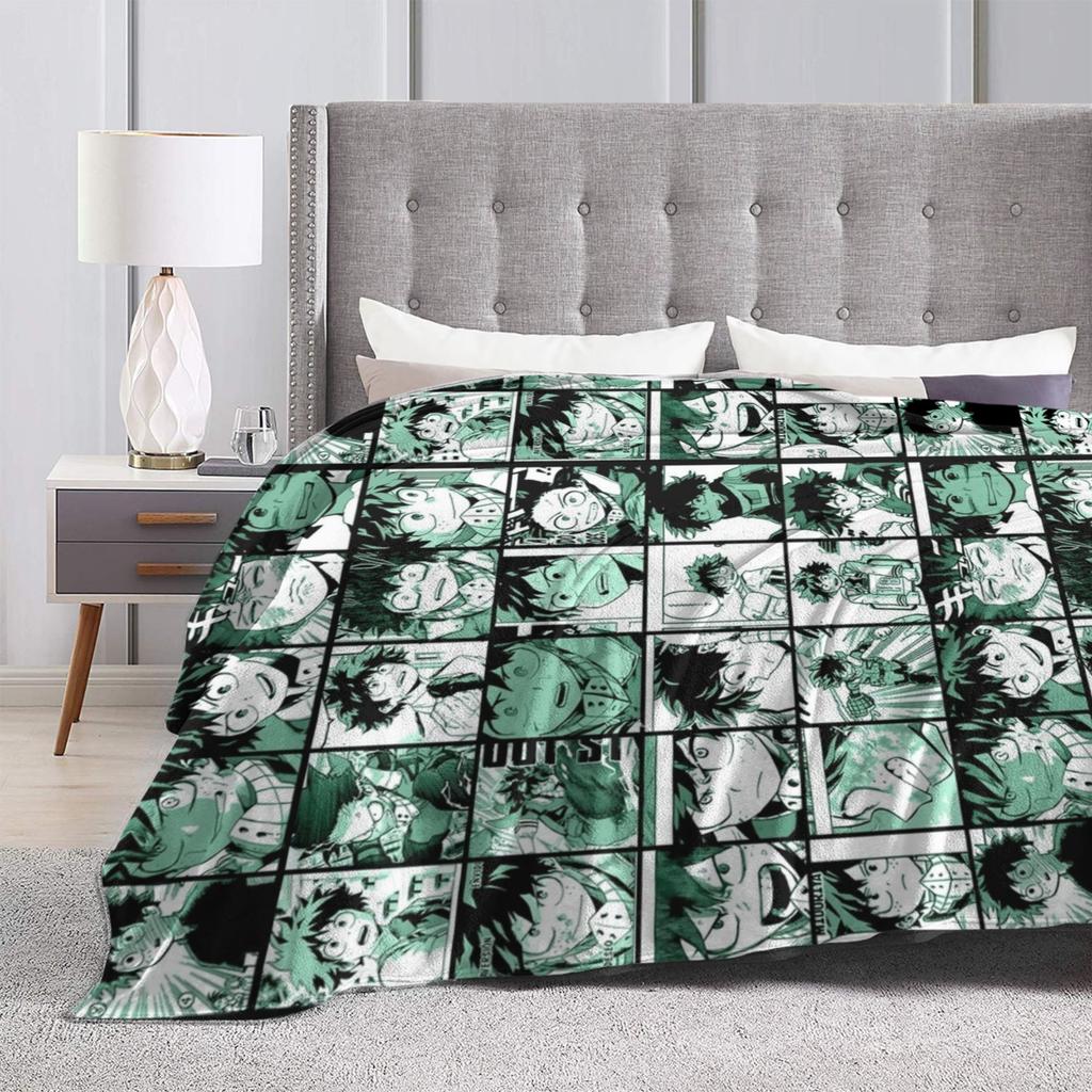 My Hero Academia Midoriya Izuku Collage Blanket Cover Flannel Soft Throw Blanket for Bedroom Sofa Bedspread