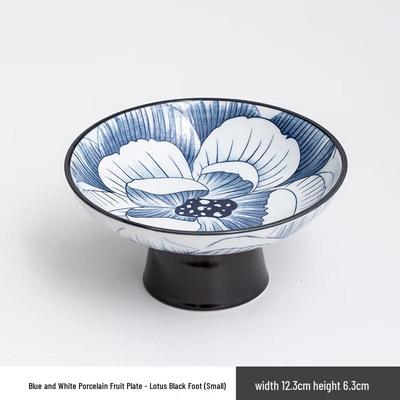 ZISIZ Blue and White Lotus Ceramic Fruit Plate