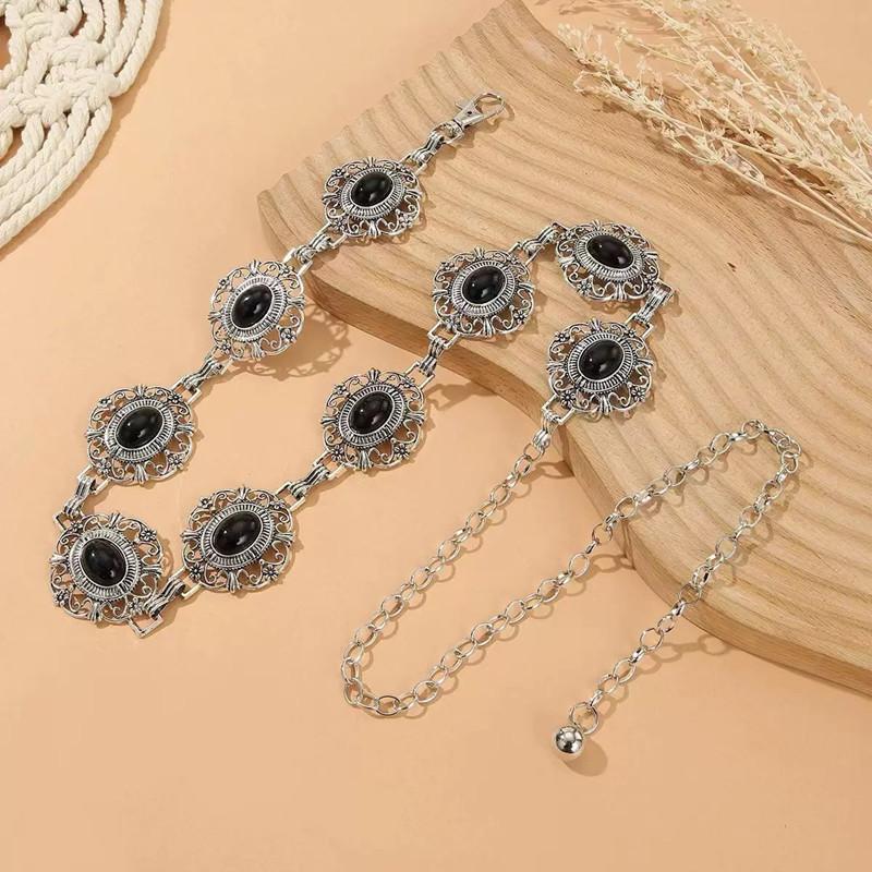 Retro Style WOMEN'S Metal Waist Chain Accessories Decorative Circle Carved Chain Belt High Style Accessories