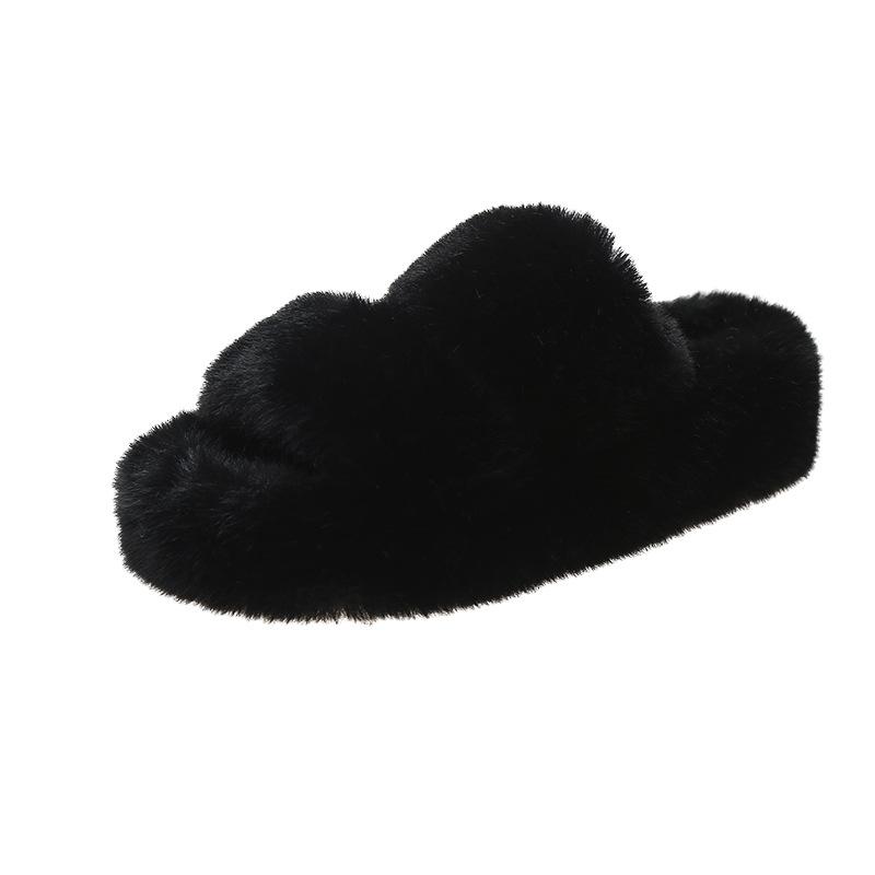 2024 Autumn and Winter New Outer Wear Women's Fluffy Shoes Double Word with Women's Plush Slippers Korean Version of Casual Home Hair Mop