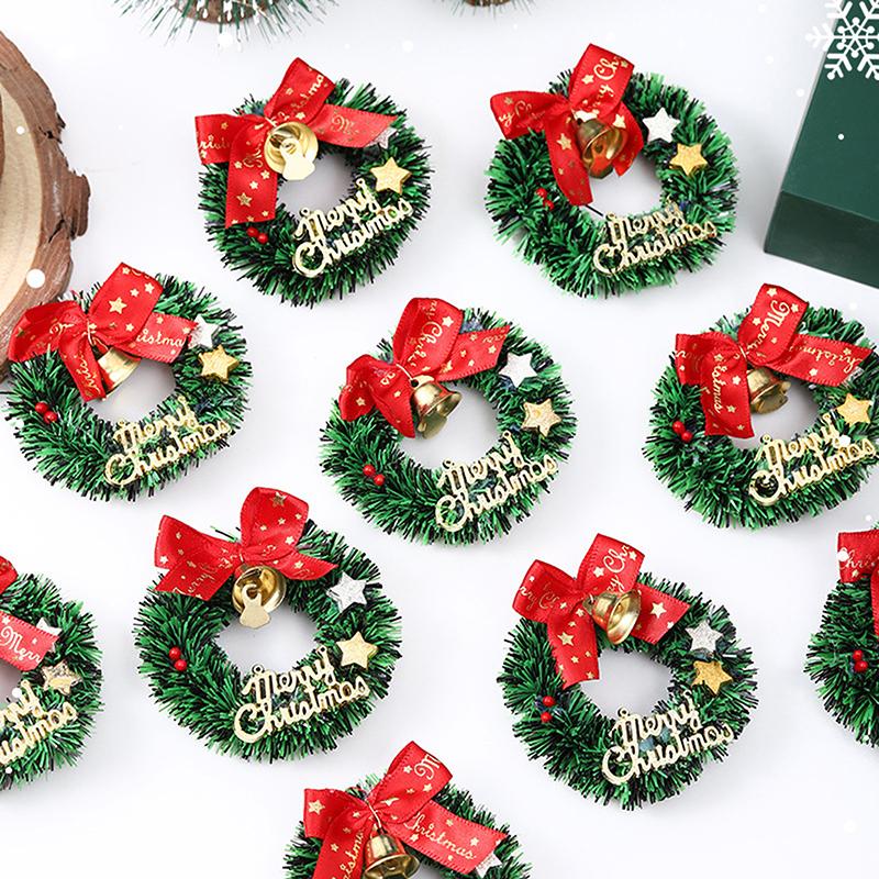 1 Stück Dekorativer DIY Miniatur-Weihnachtskranz Weihnachtsbaumkranz Spielzeugkranz Weihnachten Dekoration Kranz Anhänger