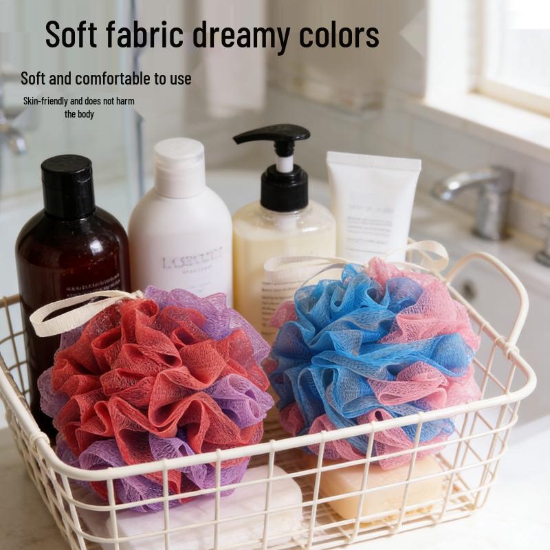 Colorful Soft Bath Shower Ball - No Shedding, Lathering Back Scrubber, Multi-Color Option Available