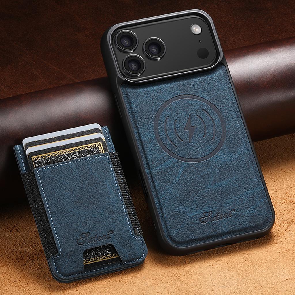 Custodia per Telefono Portacarte con Ricarica Wireless Magnetica Per iPhone 18 Pro Max 17 Pro 16 Plus 15 14 13 12 Copertura Lussuosa in Pelle di Vacchetta