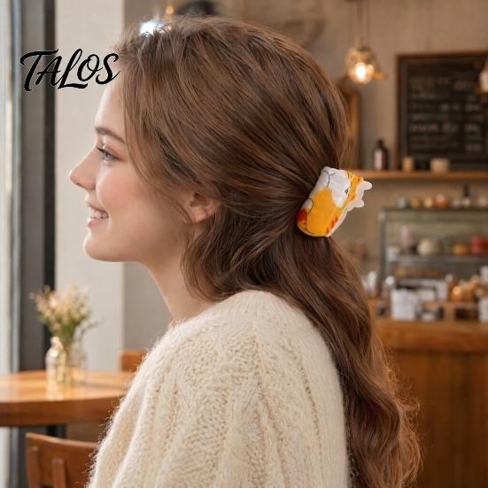 Healing Style Hair Claw for Women, Widened Shark Tooth Design Shower Lazy Accessory Clip, Cartoon Cat Medium Long Lightweight