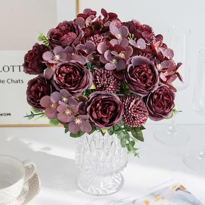 Artificial Flowers Silk Peony Chrysanthemum Outdoor Yard Garden Wedding Bridal Bouquets Home Room Vases Festival Party Diy Gifts
