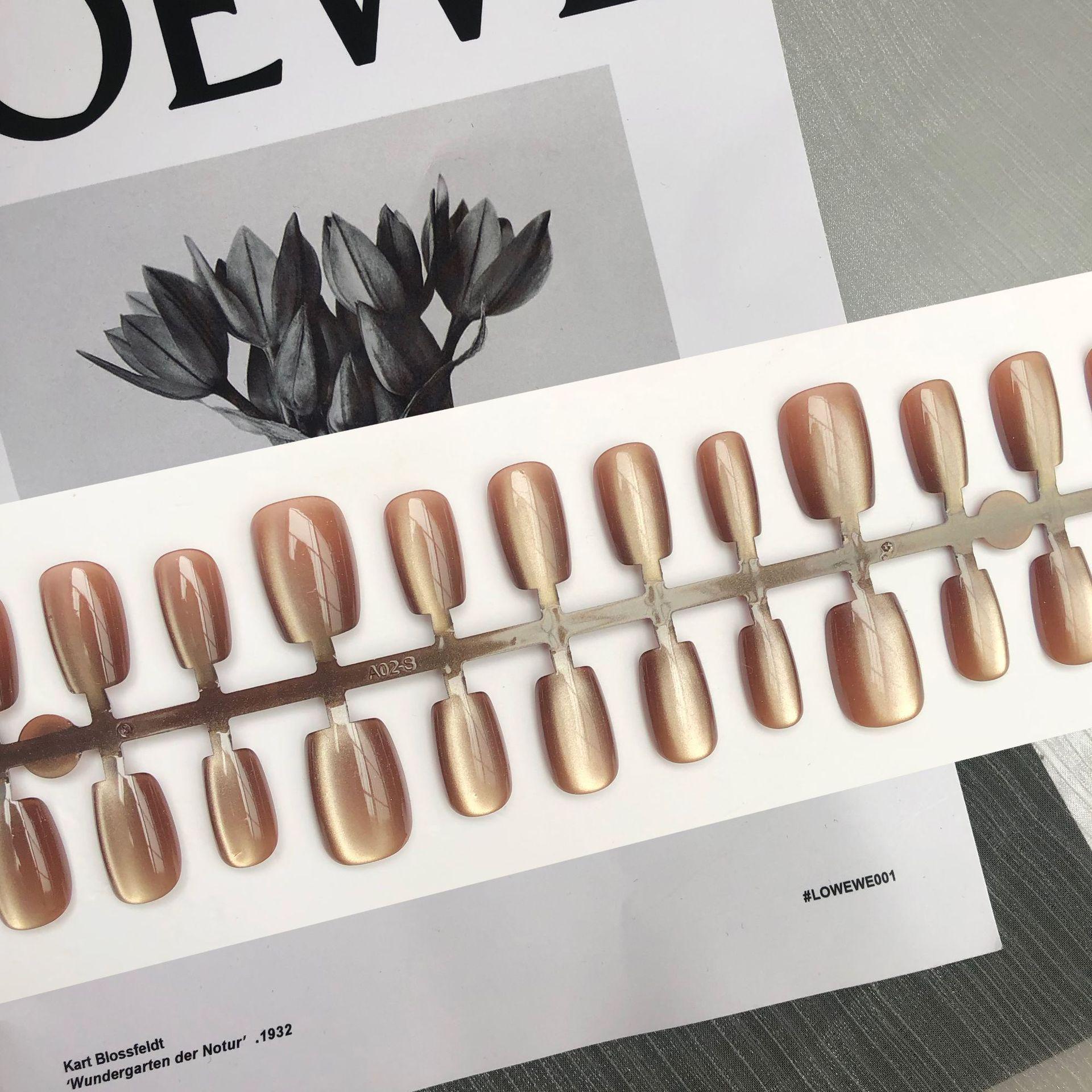 

Карамельные Кошачий Глаз Накладные Ногти: Погоня за светом Глубокий кофейный янтарный Отбеливающие полоски для нейл-арта [30 штук] YM063 Caramel Cat Eye [XS/S/M]