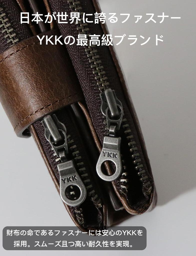 INSPNALL Bifold Genuine Cowhide Japanese YKK 16 Card Large Coin Card Perfect Day Gift Men's Wallet, Leather, Zipper, Holders, Capacity, Purse,